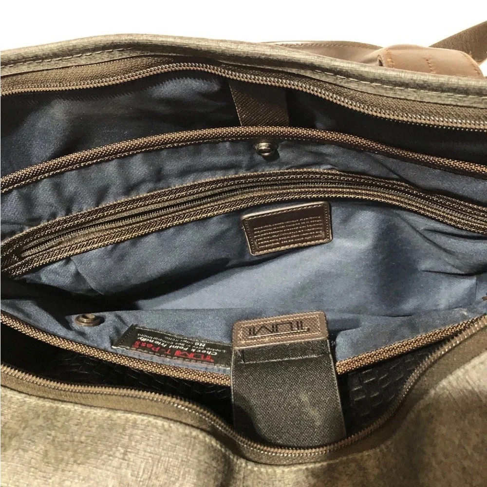Tumi Alpha 2 T-Pass Laptop Bag Briefcase Earl Gray-Brown Leather